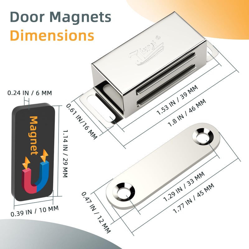 Jiayi Cabinet Magnets Jiayi 12 Pack Magnetic Door Catch Stainless Steel Kitchen Cabinet Magnetic Catch Drawer Magnet for Cabinet Door Cupboard Magnetic Closures for Cabinet Magnetic Latches Cabinet Closer - Image 2